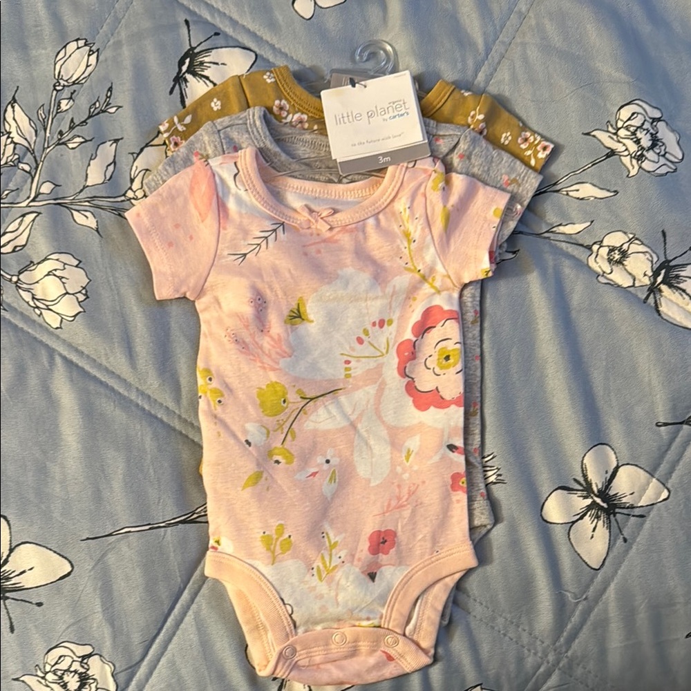 Carter's Pink and Yellow Floral Bodysuit Set